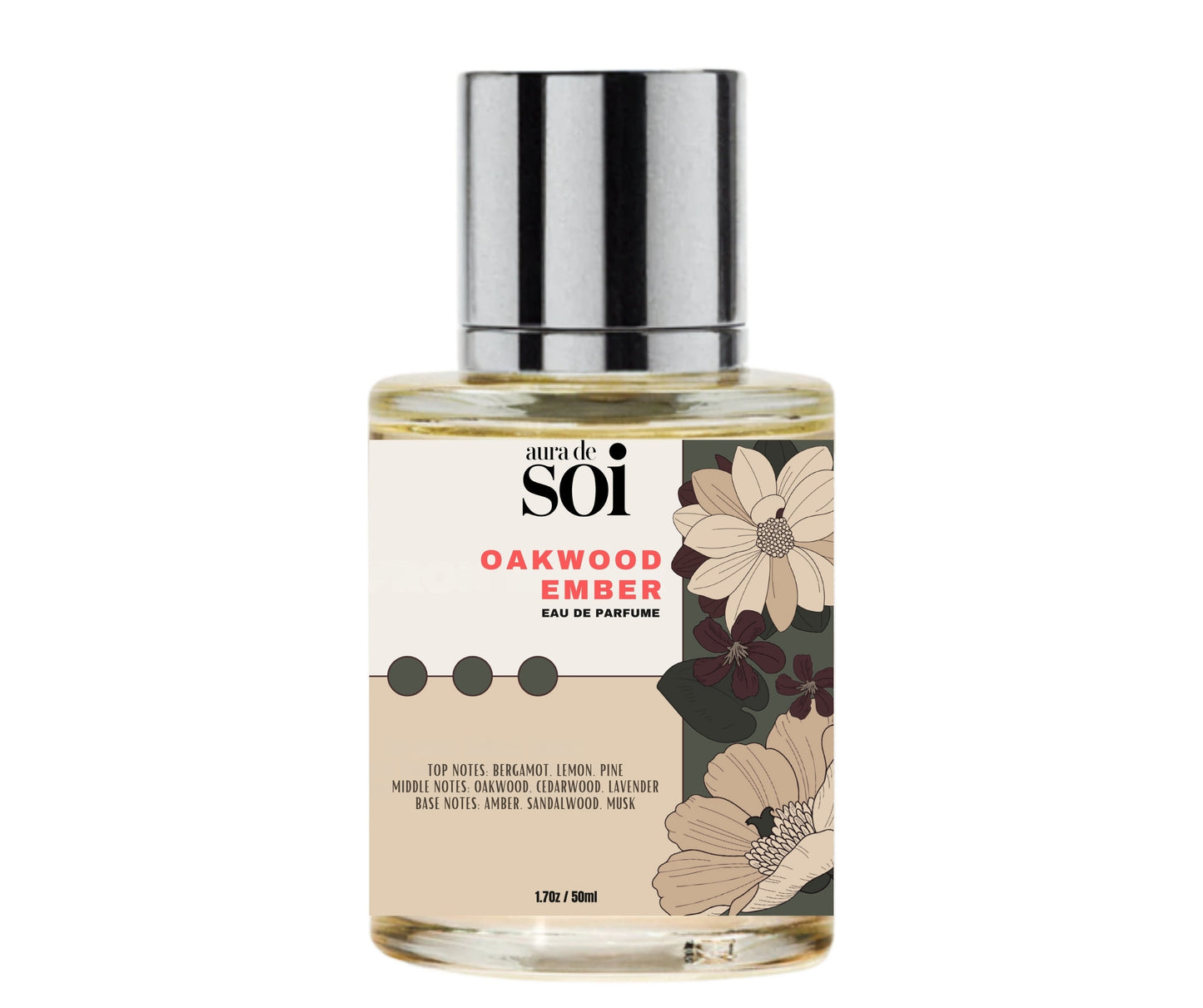 Auradesoi -Oakwood Ember - Eau de Parfum - Perfume Luxury - Pure Infused - Paraben-Free - Vegan - For Women - Fragrance 1.7 oz (Spray 50ml)